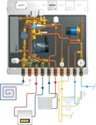 KOMPAKTNÁ BYTOVÁ STANICA-PRE VYSOKO A NÍZKOTEPLOTNÝ VYKUROVAC.SYSTÉM S CIRKUL. TEPLEJ VODY